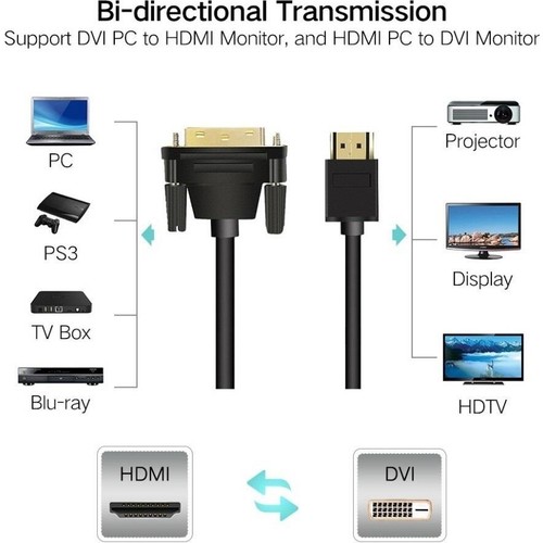 HDMI To DVI 24+1 Çevirici Çift Yönlü Monitör Kablosu 3 m