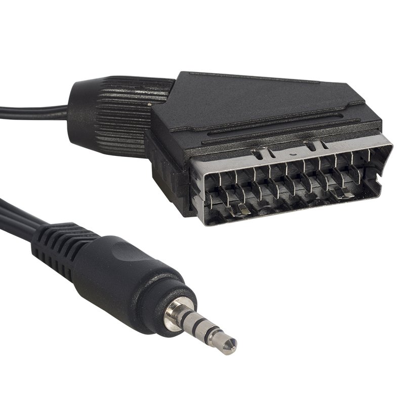 Uydu Alıcısı AV Kablo 3.5 Mm Stereo Erkek-Scart Kablo 1.2 Metre Kısa Jack (Tivibu İçin)