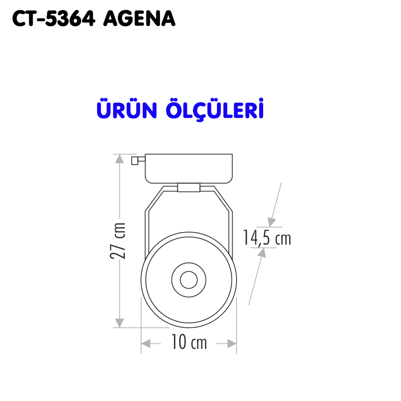 Cata 30W Led Ray Spot Armatür CT-5364 Gün Işığı