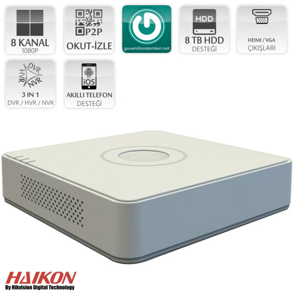 HIKVISION DS-7108HGHI-F1/N 8 Kanal DVR Kayıt Cihazı 2MP
