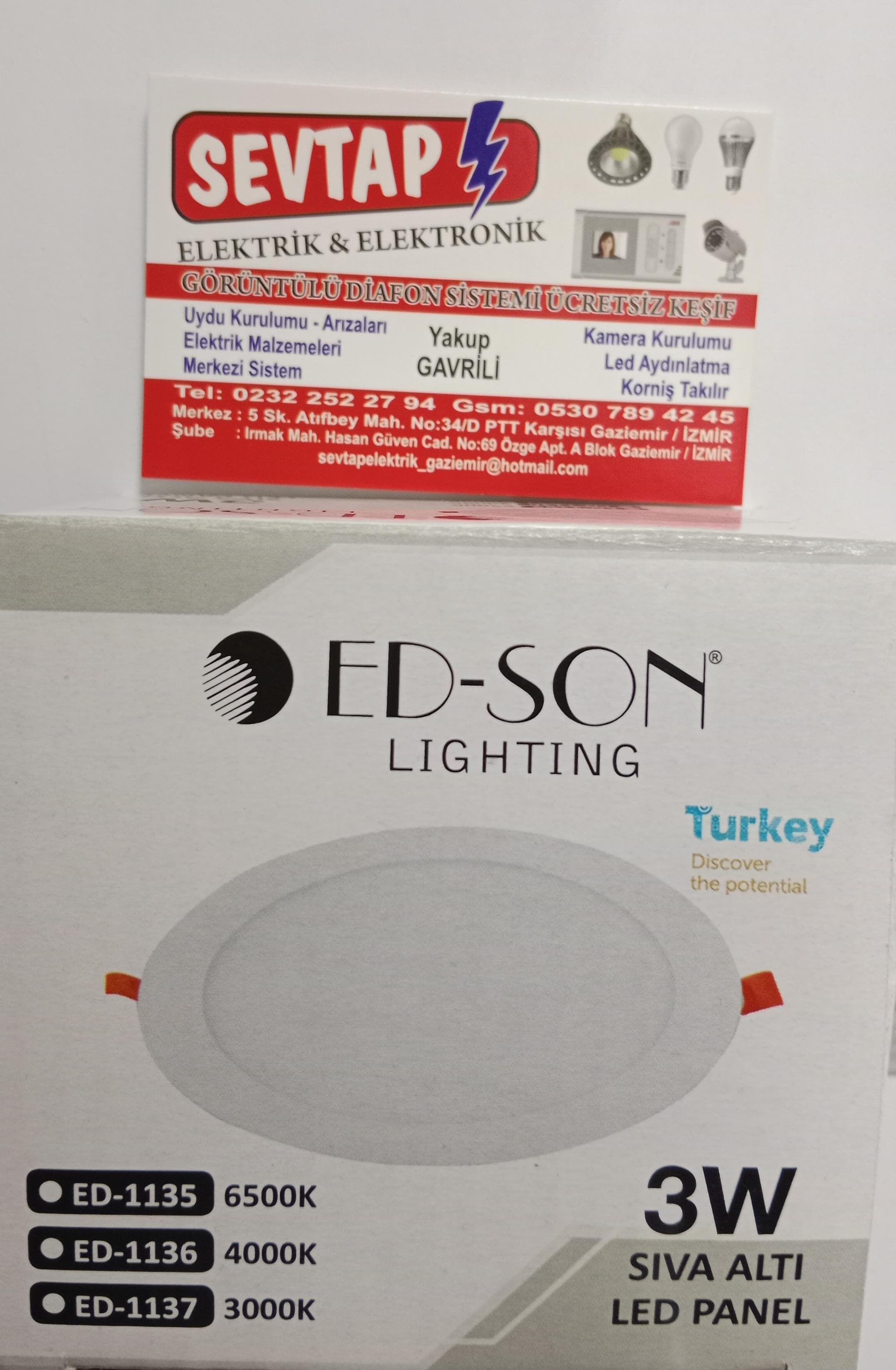 Ed-Son 3W Sıva Altı LED Panel Armatür Beyaz Işık 6500K