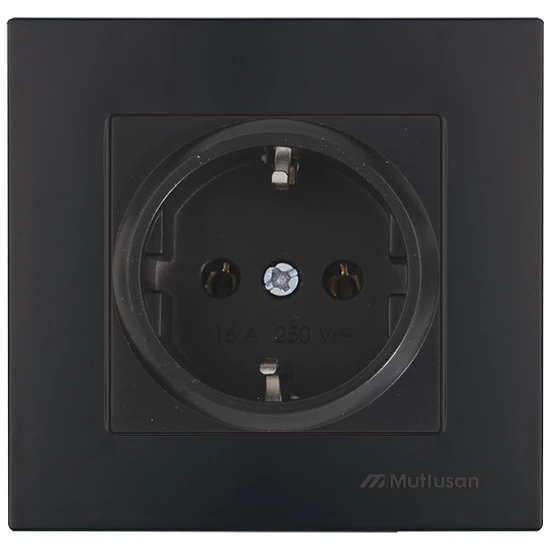 Mutlusan Rita Serisi Siyah Topraklı Priz Çerçeveli