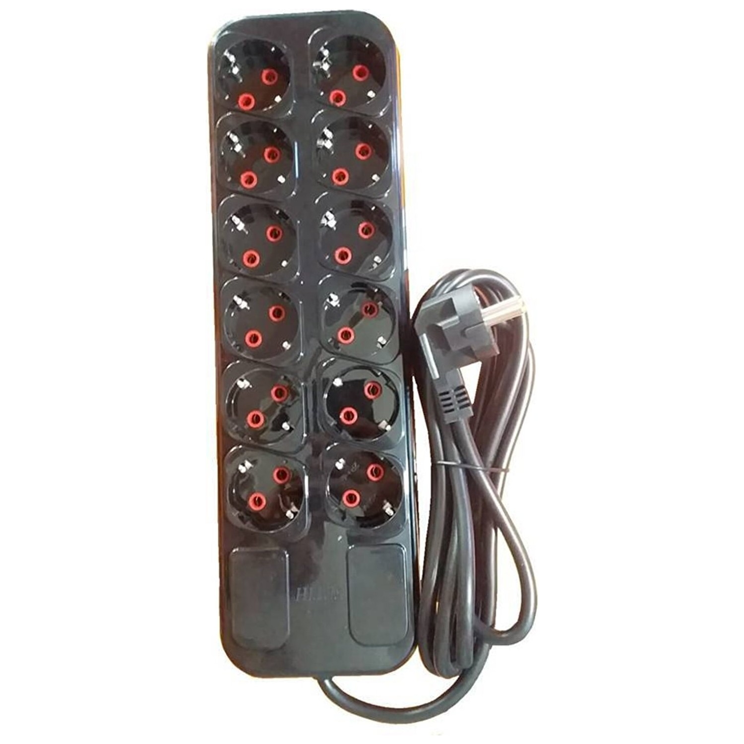 Siyah 12'li Çoklu Grup Priz 3 Metre Viko Marka Kablolu