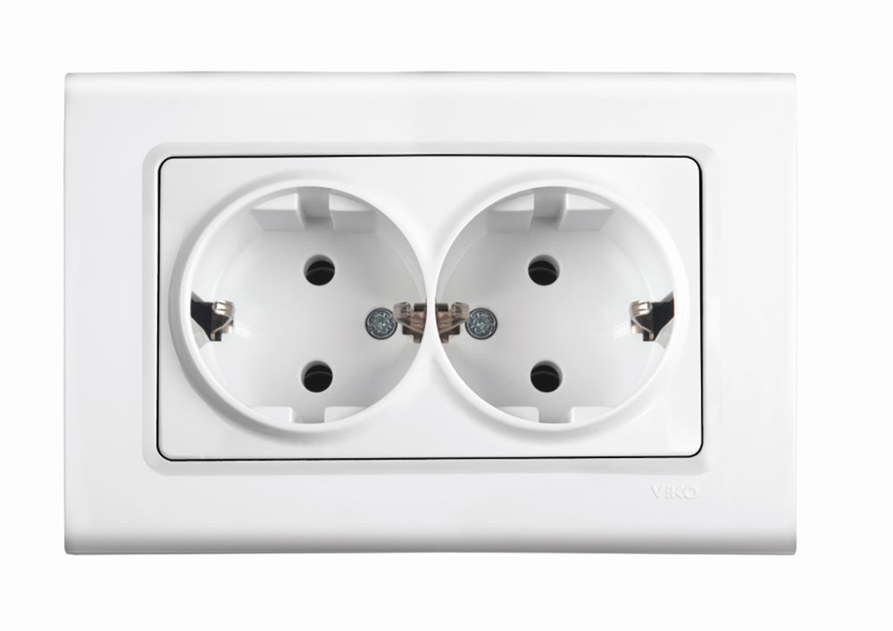 Viko Linnera/Rollina Beyaz İkili Topraklı Priz (Çerçeve Hariç)