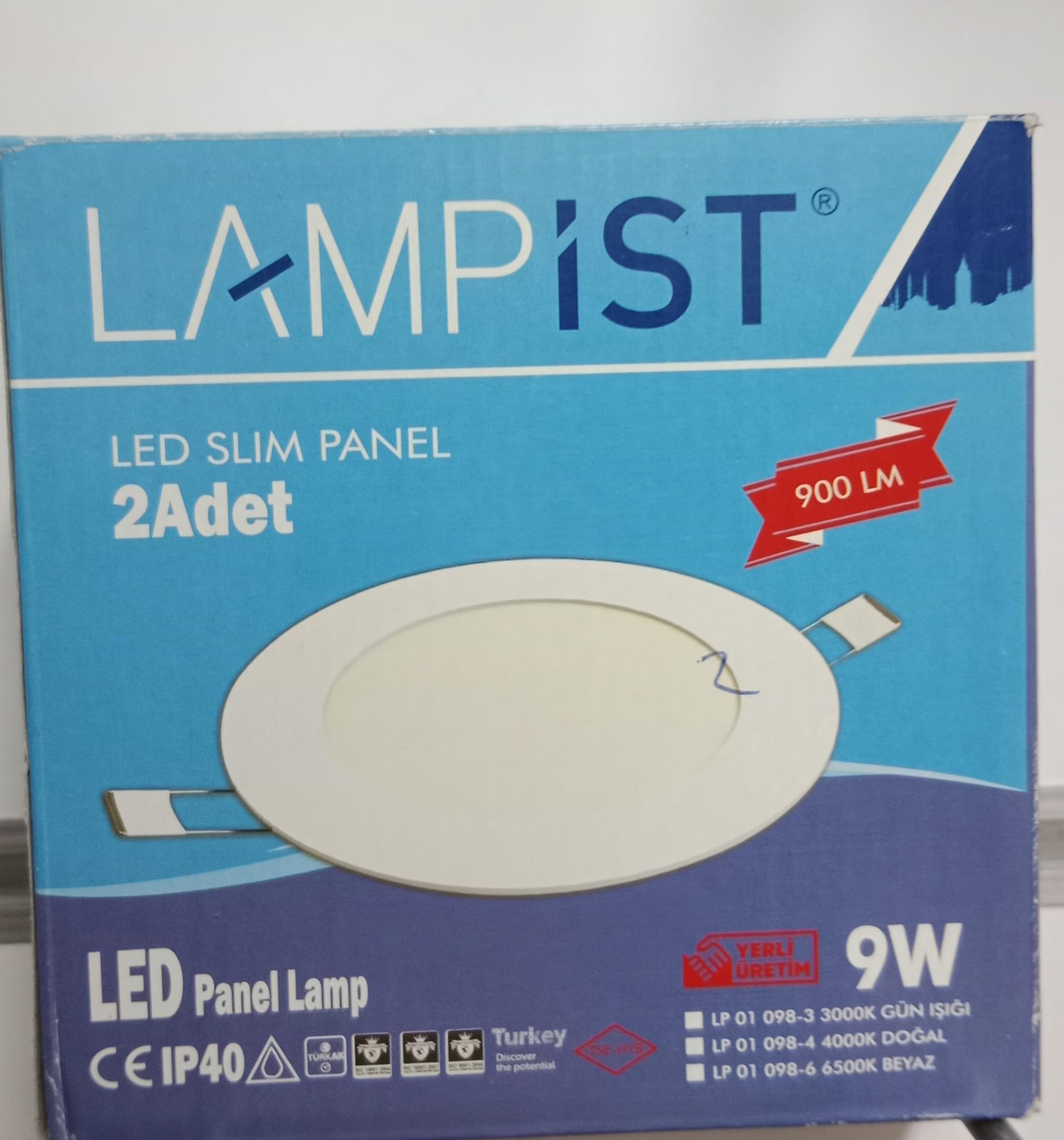 Lampist 9W Sıva Altı Panel Led 6500 K Beyaz ışık
